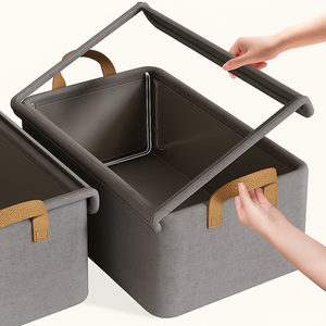 다살래 투명창 리빙박스 옷정리함 3P 커버형 튼튼한 손잡이, 그레이, 3개