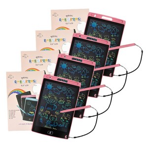 벨베이비 유아용 드로잉패드 8.5인치 전자칠판 LCD, 핑크, 4개