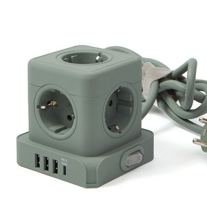 일렉온 큐브 멀티탭 5구 디자인 멀티콘센트 USB C PD 고속충전 절전스위치 ECU-513, 1개, 그린, 1.8m
