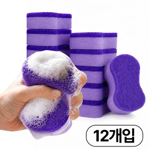 슬루나 스크래치 제로 양면 스펀지 수세미, 1개, 12개입