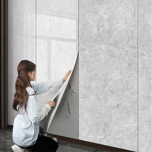 원트두 데코타일 붙이는 타일 시트지 고광택 방수 폼블럭 대리석 벽지 60x300cm 2P, 그레이