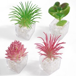 Rhinocats 4Pcs 냉장고 자석 - 귀여운 3D 입체 화분 디자인 강력 자력으로 사물함/화이트보드에 딱 홈 오피스 인테리어 소품 및 선물용, 핑크/그린 믹스 세트