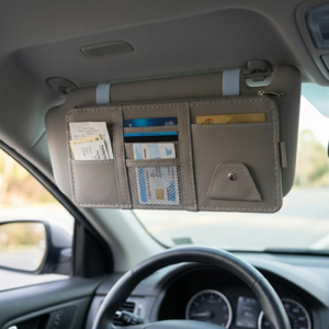 포엘 차량용 썬바이저 카드 포켓 자동차 수납, 그레이, 1개