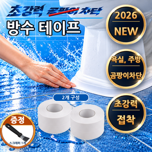 라몬느 초강력 욕실 변기 싱크대 화이트 방수테이프 곰팡이방지 틈새차단 + 스크래퍼, 2개