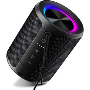 15W TWS 휴대용 미니 블루투스 스피커 IPX7방수 LED무드등, 블랙, x2