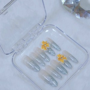 SEVEN NAILS 수제 웨이브색 캣아이 글루온네일 미디엄 오벌, 1세트, M(10p)