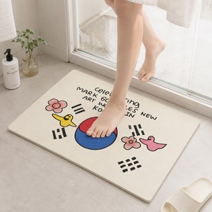 마크곤잘레스 코리아 에디션 태극기 규조토 발매트 욕실매트 현관매트 흡수속건N-11, 1개, 크림베이지