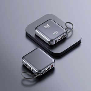 GoaTa 대용량 보조배터리 고속충전 20000mAh PD 66W 초고속 충전 초경량 디지털 디스플레이 내장 케이블, 블랙