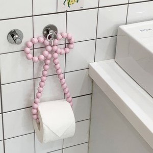 이모네리본 비즈 두루마리 휴지 걸이 화장실 욕실 주방 다용도, 핑크, 1개