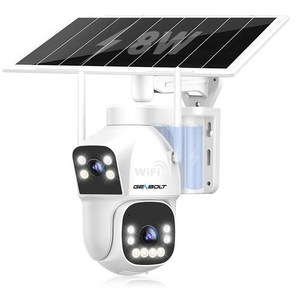 Genbolt 태양광 듀얼 렌즈 실외용 충전식 무선 CCTV 감시 카메라 추적감시 WiFi AOV PTZ IP66 15600mAh 8W 한글앱, 1개, GB-217HKXV