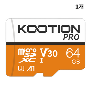 KOOTION PRO 마이크로SD 카드 UHS-I U3 V30 A1 고속 메모리카드, 1개, 64GB