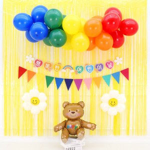 파티짱 어린이날 가랜드 풍선 세트 축하 파티 이벤트 포토존 장식 소품, 1개, 클라우드 커튼 세트(하트곰돌이)
