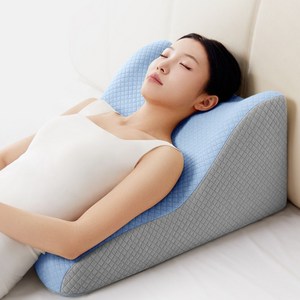 정싱 역류성 식도염 역류방지 속편한 침대등받이 다기능 웨지필로우 쿠션 배개 경사베개 쿠션, 1개, 파란색-흰색