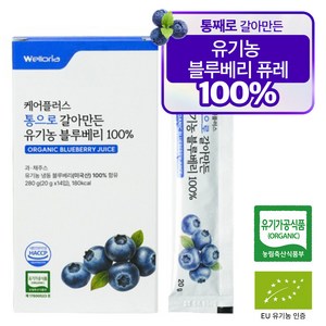 웰로리아 케어플러스 통으로 갈아만든 유기농 블루베리 퓨레 100% 스틱, 28개, 20g