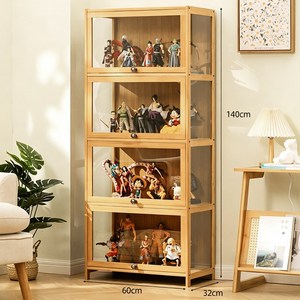 쿠리브 거실 진열장 다층 수납 선반 피규어 전시 수납장 원목색, 4단 60cm(334)