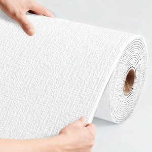 Fowod 린넨 벽지 자체 접착 방수 방습 곰팡이 방지 벽지 벽지 리노베이션 벽 스티커 길이 10m 20m, A흰색