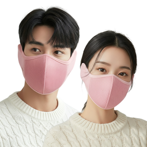 믿추 방한 귀마개마스크 겨울 안면 기모, 핑크+핑크, 2개
