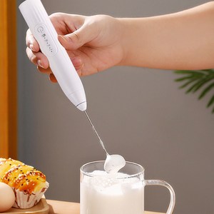 투데이리빙 미니 전동 우유 거품기 계란 카페 라떼 커피 자동 휘핑 무선 핸드 충전식 휘핑기 휴대용 블랜더 베이킹 머랭기, 1개, 화이트