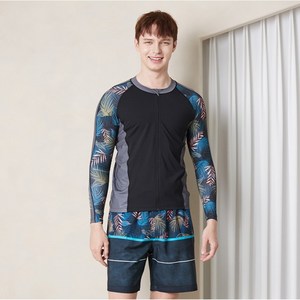 베이직엘르 멀티컬러 집업 래쉬가드 비치반바지 세트 BEM-V993K
