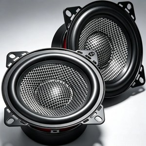 WdiYa 4인치-4옴 흑백 카본 중저음용 자동차 스피커 피크 600W-좌/우 2개 1셋트, 1박스, YS-425-031