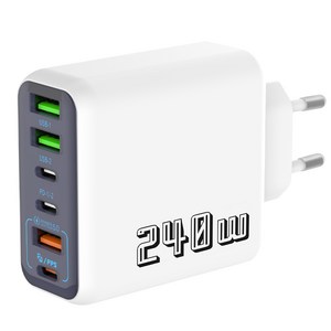 240W 6포트 3USB+3C타입 PD충전 초고속 가정용 충전기 CDT105, 1개, 흰색