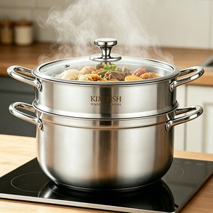찜기 냄비 프리미엄 스텐 찜냄비냄비 다용도 찜기+전골냄비 세트, 1개, 20cm