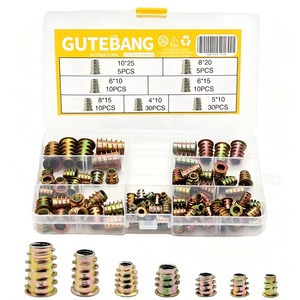 100Pcs 아연 합금 육각 스레드 인서트 너트 M4 M5 M6 M8 M10 육각 구동 나사 목재 가구 패스너 인서트, 100개