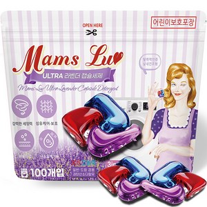 맘스럽 울트라 라벤더 캡슐세제 파우치형 16gX100개입 프리미엄 국내생산 특대용량 초고농축 실내건조형 일반겸용, 1개, 100개입 골드박스 특가