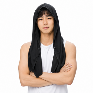 온스랩 쿨링 후드 타월 스냅버튼, 1개, 블랙