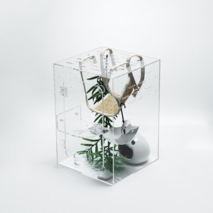 blitopia 아크릴 파충류 사육장 게코 도마뱀 은신처 세트 20x20x30cm, 1개, 투명