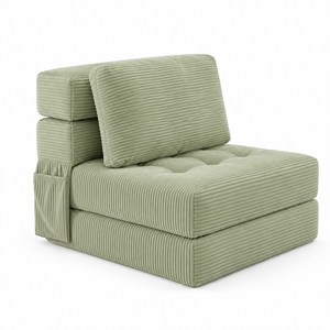FABULCOZY 1인용 접이식 좌식 소파베드 코듀로이 원룸 다용도 소파, 올리브그린