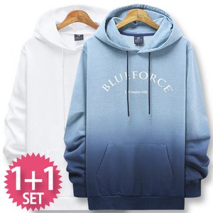 블루포스 샤르 후드티 + 트렙 후드티 [2장 묶음] 남자 긴팔 티셔츠 남성 빅사이즈 운동복 가을 단체티 커플티 츄리닝
