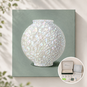 보코니 스튜디오 복들어오는 달항아리 DIY 유화 그림 그리기 세트 인테리어 액자 만들기 키트 30X30cm [고급선물포장], 1개, 천연 자개 (민트)