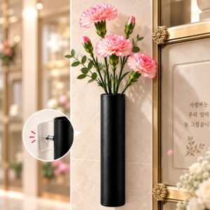 LMGOOD 슬림 봉안당 벽부착 화병 벽걸이 미니 꽃병, 블랙