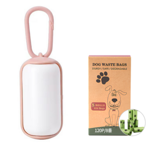 슈프렌 휴대용 강아지 풉백 케이스 + 생분해 배변봉투 120P, 1세트, 120개입, 아이보리핑크