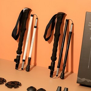 타이탄트랙 등산스틱 접이식 초경량 등산용 스틱 두랄루민, 블랙, 2개