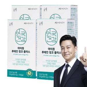 안국 아이원 루테인 징코 은행잎추출물 기억력개선 눈영양제 비타민 E D, 30회분, 4개