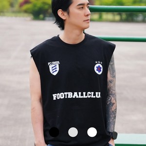 크림소다랩 남녀공용 FC 오버핏 슬리브리스 나시 티셔츠 커플티 17수싱글