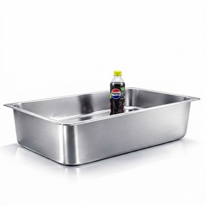 304 NSF식품 승인 사각 견고한 업소용 냉장고 반찬 스텐 밧드 바트, 1개, 1/1 (530x325mm) × 높이15cm 몸체만