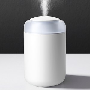 PERFFIER 미니 무선 가습기 1500ml 사무실 탁상용 초음파 휴대용 저소음 수면 무드등 겸용, C2, 화이트