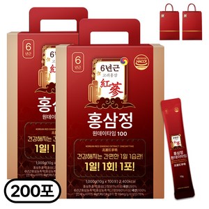 1+1 홍삼정 6년근 하루한포 100회분 대용량+쇼핑백, 2개, 1L