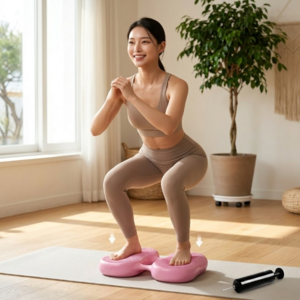 헬즈 에어발지압 바운스 스텝퍼 가정용 지압 홈트 운동기구, 핑크