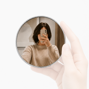 셀카모니터 볼록 거울 원형 여행 그룹사진 손거울, 1개, 그레이