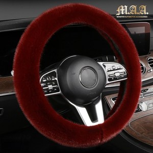 [MAA] 포근 퍼 핸들커버 자동차 겨울 공용 극세사 털 폭스 벤츠 bmw 캐스퍼 레이 열선 D컷 쏘렌토 스포티지 스파크, 레드