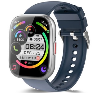 Donerton P114 통화가능 GPS 블루투스 스마트워치 스포츠 워치 대화면 한글판, GPS + 블루투스, 4.3cm, 푸른 색