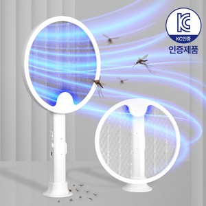 헬릭스케어 전기 모기채 전자 유인 파리채 충전식 해충 퇴치기, 화이트, 1개