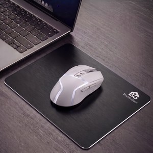 알루미늄 마우스패드 220x180mm 두께 2mm | 양면사용 초슬립 하드패드 물세척 방수 미끄럼방지 고속 정밀 게이밍 사무용, 1개, 검정색