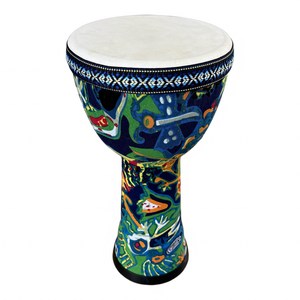 아프리카 젬베 드럼 민족무늬 휴대용 드럼 초보 입문용 연주 악기 선물용 38 x 25cm, 1개, 초록색