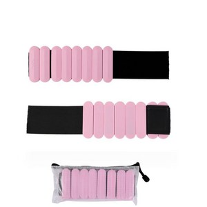 WELLGYM 2p 세트 조절 가능한 중량밴드 손목 발목 실리콘 모래주머니 편리한 휴대함 착용형 아령, Pink, 1kg