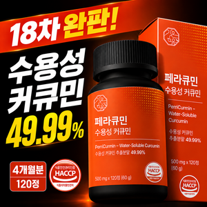 [4개월분] 페라큐민 강황 수용성 커큐민 바이오페린 피페린 식약청 HACCP 인증, 1개, 120정